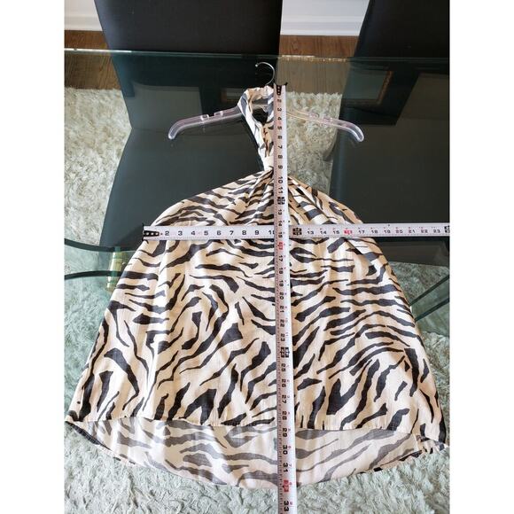 Nine West Top Blouse Women's XL White Black Zebra Print Sleeveless Keyhole Back - Picture 8 of 10